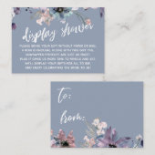 水彩フローラダスティブルーディスプレイブライダルシャワー エンクロージャーカード (正面/裏面)