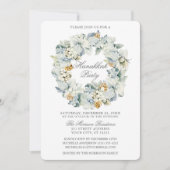 水彩フローラダスティブルーハヌカーパーティー 招待状 (正面)