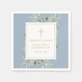 水彩フローラダスティブルーファースト・ホリー・コミュニオン スタンダードカクテルナプキン (正面)