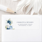 水彩フローラダスティブルー差出人住所 ラベル (インサイチュ)