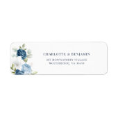 水彩フローラダスティブルー差出人住所 ラベル (正面)