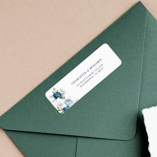 水彩フローラダスティブルー差出人住所 ラベル