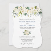水彩フローラダスティブルー結婚のブラケット 招待状 (正面)