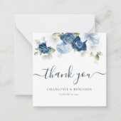 水彩フローラダスティブルー結婚ズありがとう ノートカード (正面)