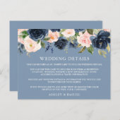 水彩フローラダスティブルー結婚ズ詳細カード ポストカード (正面/裏面)