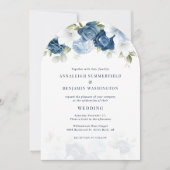 水彩フローラダスティブルー結婚ズ 招待状 (正面)