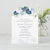 水彩フローラダスティブルー結婚ズ 招待状 (スタンド正面)