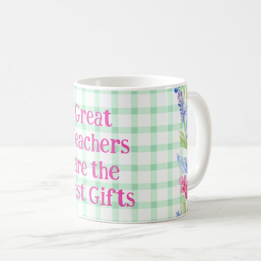 水彩フローラチェック先生はギフト最高のである コーヒーマグカップ (正面右)