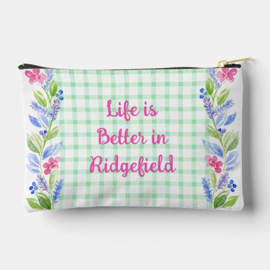 水彩フローラチェックLIFEあなたの町より良い アクセサリーポーチ (裏面)