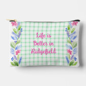 水彩フローラチェックLIFEあなたの町より良い アクセサリーポーチ (正面)