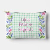 水彩フローラチェックLIFEあなたの町より良い アクセサリーポーチ (正面)