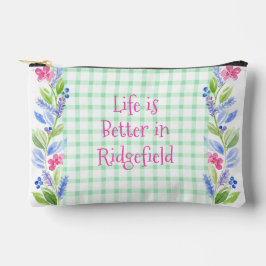 水彩フローラチェックLIFEあなたの町より良い アクセサリーポーチ