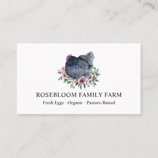 水彩フローラチキンヘンファームフレッシュエッグ 名刺 (正面)