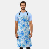 水彩フローラチンツキュート柄 エプロン (着用した状態)