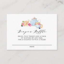 水彩フローラティーパーティーおむつラッフルカード エンクロージャーカード