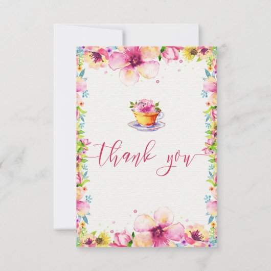 水彩フローラティーパーティーサンキューカード サンキューカード (裏面)