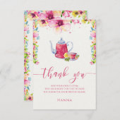 水彩フローラティーパーティーサンキューカード サンキューカード (正面/裏面)