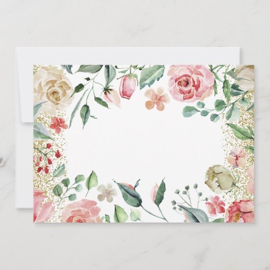 水彩フローラティーパーティー女子誕生日写真 サンキューカード (裏面)