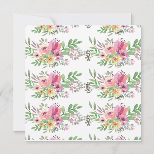 水彩フローラティーポットバースデーパーティーの招待 招待状 (裏面)