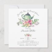 水彩フローラティーポットブライダルシャワー招待状 招待状 (正面)