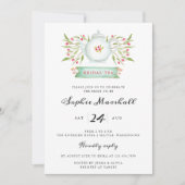 水彩フローラティーポットブライダルシャワー 招待状 (正面)