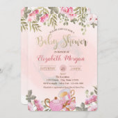 水彩フローラティーポットマカロンベイビーシャワー 招待状 (正面/裏面)