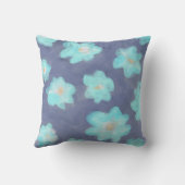 水彩フローラティール(緑がかった色)ブルーモノグラム野花 クッション (裏面)