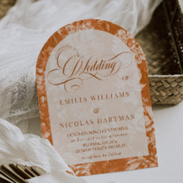 水彩フローラテラコッタニュートラル結婚ズ 招待状