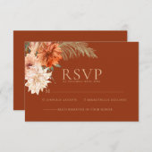 水彩フローラテラコッタ素朴秋の結婚式 出欠カード (正面/裏面)