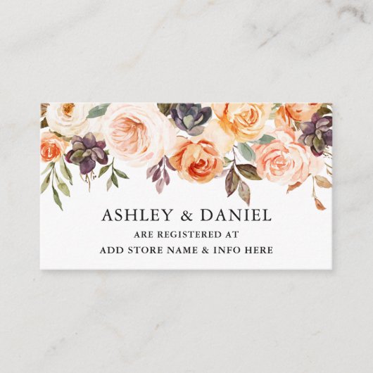 水彩フローラテラコッタ結婚のレジストリ エンクロージャーカード (正面)