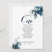 水彩フローラテーブル番号1シーティンググラフ 招待状 (正面)