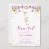 水彩フローラディアガールベビーシャワー招待状 招待状 (正面)