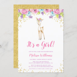 水彩フローラディアガールベビーシャワー招待状 招待状