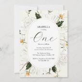 水彩フローラデイジー1st誕生日パーティー 招待状 (正面)