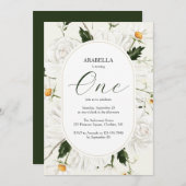 水彩フローラデイジー1st誕生日パーティー 招待状 (正面/裏面)