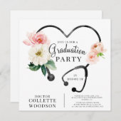 水彩フローラドクター卒業招待状 招待状 (正面/裏面)