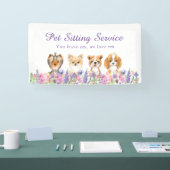 水彩フローラドッグペット着座新郎ビジネス 横断幕 (トレードショー)