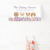 水彩フローラドッグペット着座新郎ビジネス 横断幕 (インサイチュ)