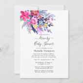 水彩フローラドライブブライダルまたはベビーシャワー 招待状 (正面)