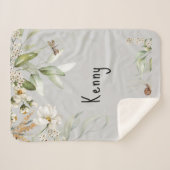 水彩フローラドロップ男の赤ちゃん小 シェルパブランケット (正面(横))