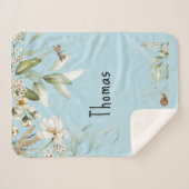 水彩フローラドロップ、男の赤ちゃんベビーカー シェルパブランケット (正面(横))