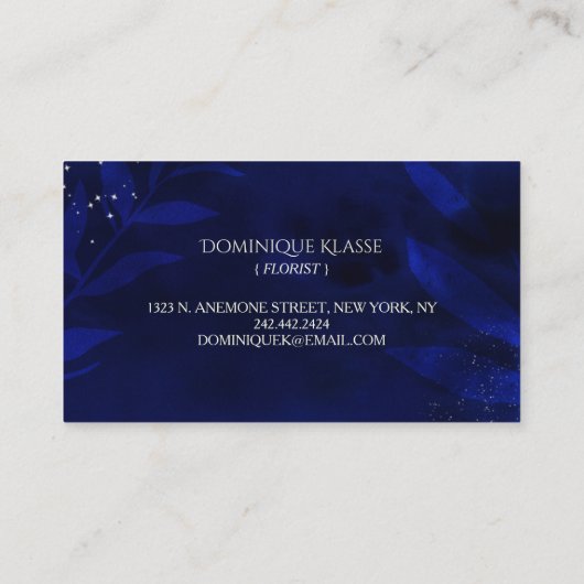 水彩フローラネイビーブルーハロー 名刺 (裏面)
