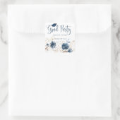 水彩フローラネイビーブルー&金ゴールド卒業 スクエアシール (バッグ)