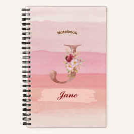 水彩フローラノート – イニシャルJ ノートブック