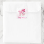 水彩フローラハートとバレンタインデーのプレゼント スクエアシール (バッグ)