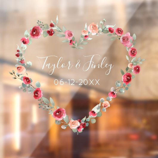 水彩フローラハートエレガントカスタムウェディング ウィンドウサイン (シート2)