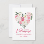 水彩フローラハートキッズバレンタインデー ノートカード (正面)