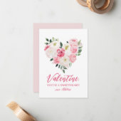 水彩フローラハートキッズバレンタインデー ノートカード (正面/裏面インサイチュ)