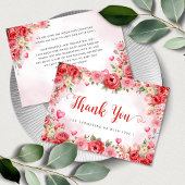 水彩フローラハートベビーシャワーレッドスイートハート サンキューカード