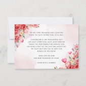 水彩フローラハートベビーシャワーレッドスイートハート サンキューカード (裏面)